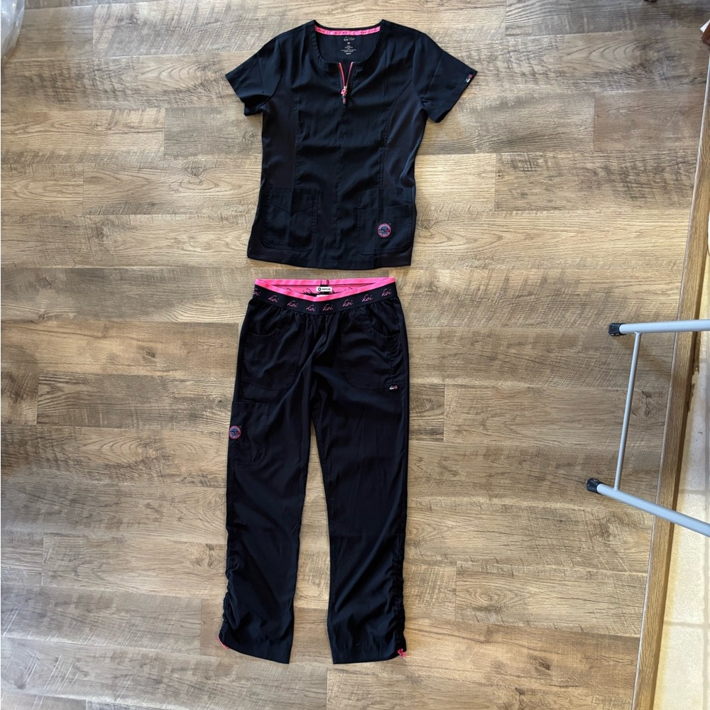 Black and Pink Scrub Set